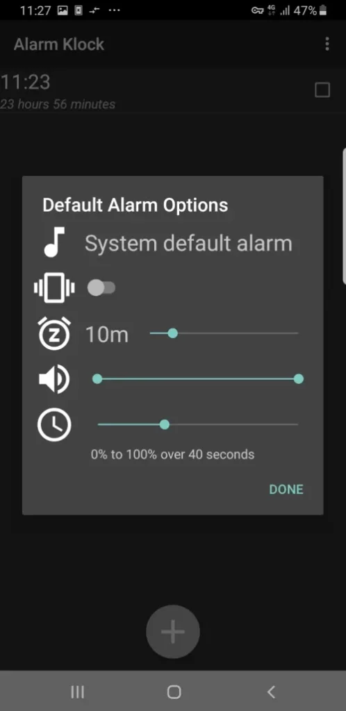 Alarm Klock Settings