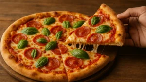 Some Taking a Slice of A Pizza